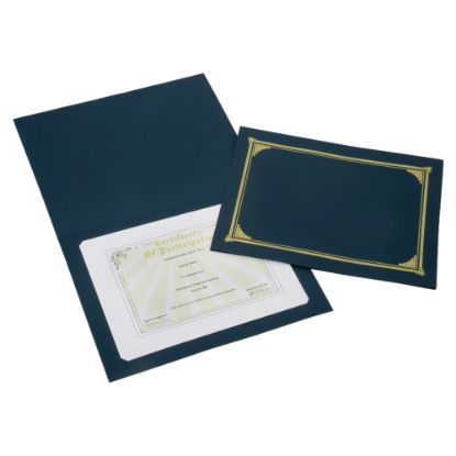 Picture of SKILCRAFT Certificate/Document Cover, 8 1/2in x 11in, 8in x 10in, A4, Blue/Gold, Pack Of 5 (AbilityOne 7510-01-519-5771)