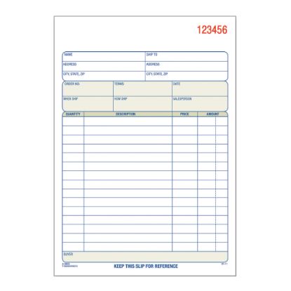 Picture of Tops Sales Order Book, 5 1/2in x 8 3/8in, 3-Part, White/Canary/Pink, Book Of 50 Sheets