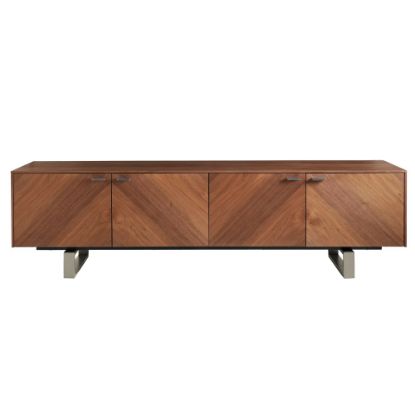 Picture of Eurostyle Alvarado Media Stand, 19-3/4inH x 70-7/8inW x 16-1/2inD, Walnut/Brushed Steel