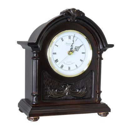 Picture of Bedford Clocks Wood Collection Mantel Clock, 10inH x 11-15/16inW x 4-1/2inD, Black