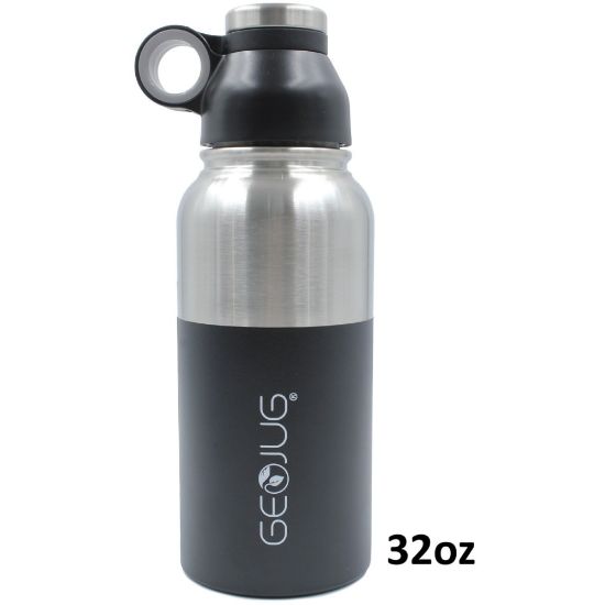 Picture of Brentwood GeoJug G-1032BK 32oz Stainless Steel Vacuum Insulated Water Bottle, Black - 1 quart - Black, Silver - Stainless Steel