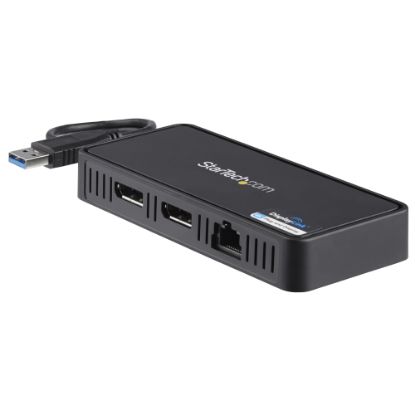 Picture of StarTech.com USB 3.0 Mini Dock - Dual Monitor USB Type-A Laptop Docking Station - DisplayPort 4K 60Hz & Gigabit Ethernet - 1ft (30cm) cable