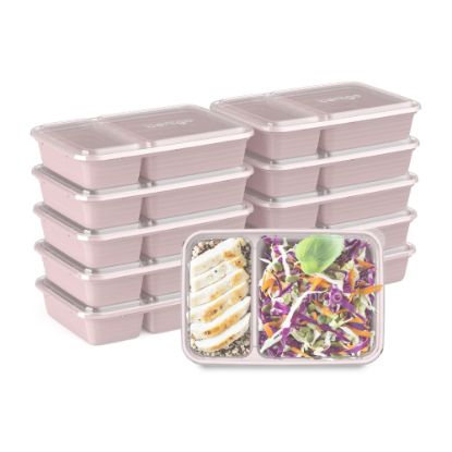 Picture of Bentgo Prep 2-Compartment Containers, 6-1/2inH x 6inW x 9inD, Pink, Pack Of 10 Containers