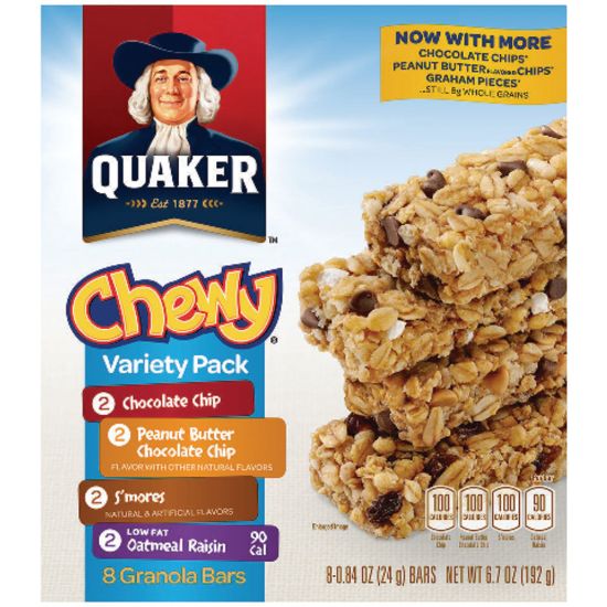 Picture of Quaker Chewy Granola Bars Variety Pack, 0.84 Oz, Box Of 8