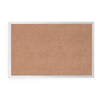 Picture of U Brands Cork Bulletin Board, 36in X 24in, Silver Aluminum Frame, Actual Size 35in X 23in (021U00-01)