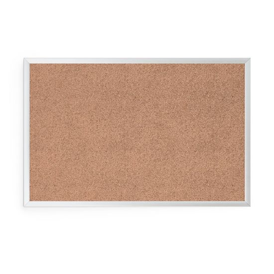 Picture of U Brands Cork Bulletin Board, 36in X 24in, Silver Aluminum Frame, Actual Size 35in X 23in (021U00-01)