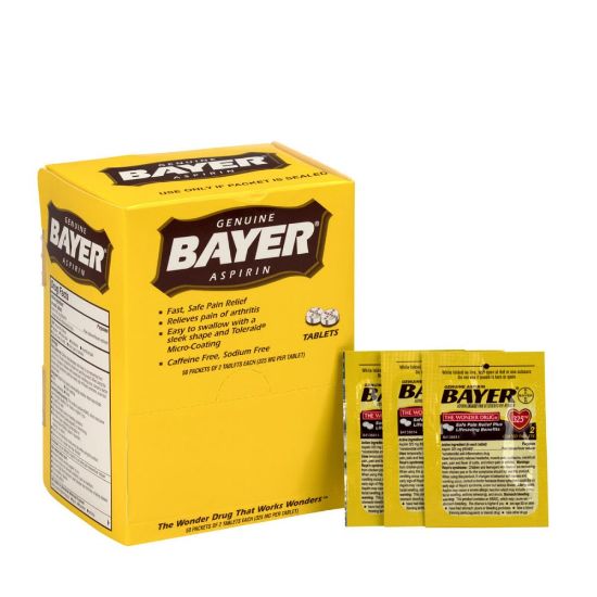 Picture of Bayer Aspirin, 2 Tablets Per Packet, Box Of 50 Packets