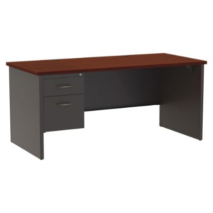 Picture of WorkPro Modular 66inW Left-Pedestal Computer Desk, Charcoal/Mahogany