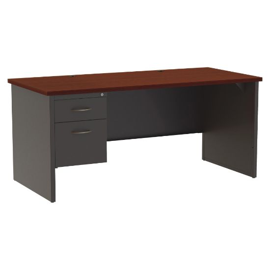 Picture of WorkPro Modular 66inW Left-Pedestal Computer Desk, Charcoal/Mahogany