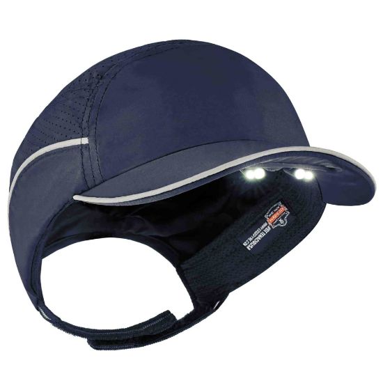 Picture of Ergodyne Skullerz 8965 Lightweight Bump Cap Hat With LED Lighting, Short Brim, Navy