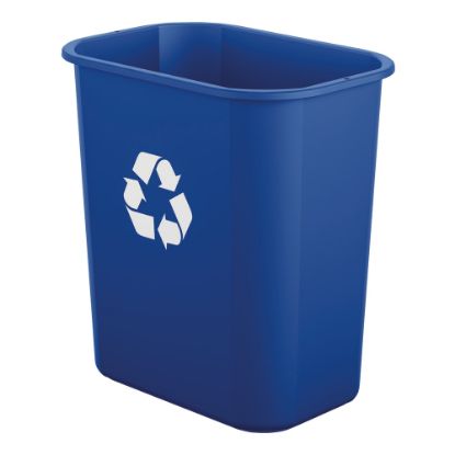 Picture of Suncast Commercial Desk-Side Resin Trash Cans With Recycle Label, 3 Gallons, Blue, Set Of 12 Cans