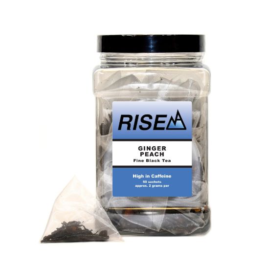 Picture of RISE NA Ginger Peach Tea, 8 Oz, Canister Of 50 Sachets