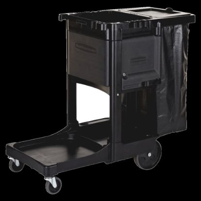 Picture of Rubbermaid Executive Janitorial Cart, 22 1/2in x 11 3/4in x 34 1/2in, Black