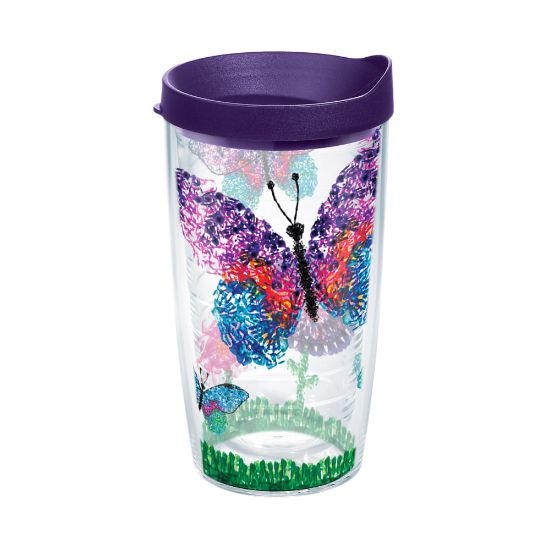 Picture of Tervis American Cancer Society Butterflies Tumbler With Lid, 16 Oz, Clear