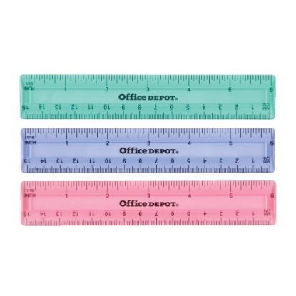 Picture of Office Depot Brand Plastic Ruler, 6in, Assorted Colors (No Color Choice)