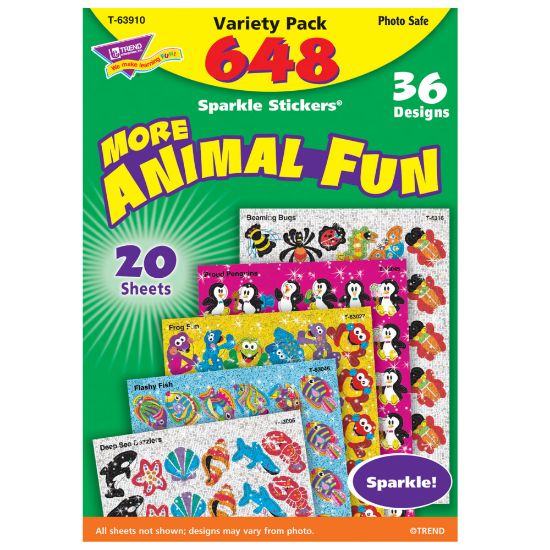 Picture of Trend Sparkle Stickers, Animal Fun, 648 Stickers Per Pack, Set Of 2 Packs