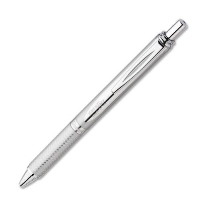 Picture of Pentel EnerGel Alloy Retractable Gel Pens, Medium Point, 0.7 mm, Metallic Silver Barrel, Black Ink