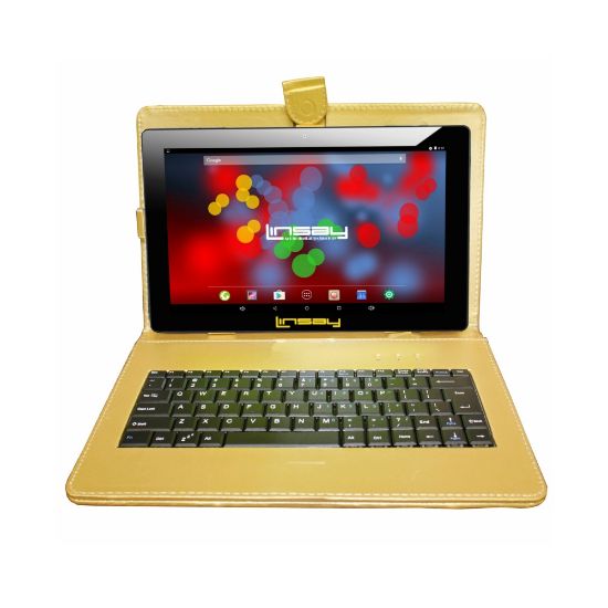 Picture of Linsay F10IPS Tablet, 10.1in Screen, 2GB Memory, 64GB Storage, Android 13, Golden Keyboard