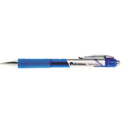 Picture of Universal Rollerball Pens, Pack Of 12, Medium Point, 0.7 mm, Silver Barrel, Blue Ink