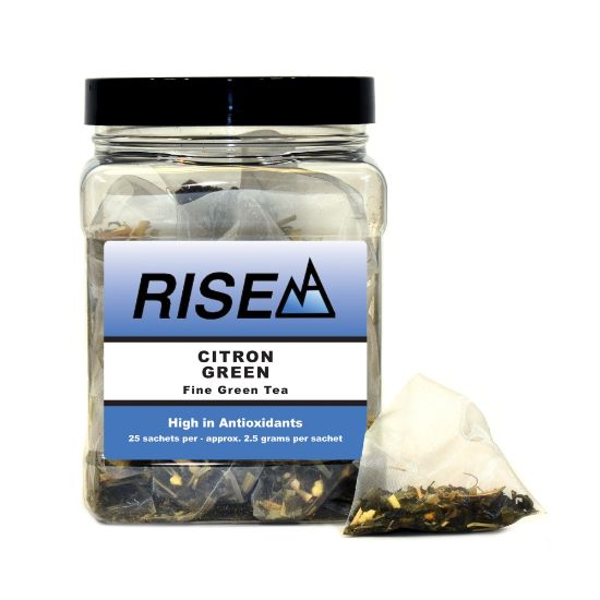 Picture of RISE NA Organic Citron Green Tea, 8 Oz, Canister Of 25 Sachets