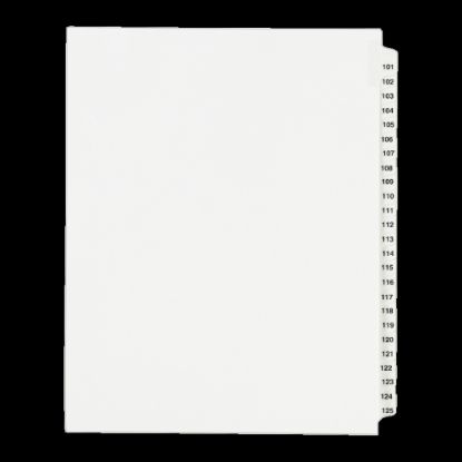 Picture of Avery Standard Unpunched Preprinted Reinforced Tab Dividers, 8.5in x11in, 20% Post-Consumer Material, White, Tabs Printed 101-125, Pack of 25