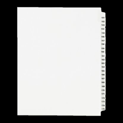 Picture of Avery 20% Recycled Preprinted Laminated Gold-Reinforced Tab Dividers, 8 1/2in x 11in, White Dividers/White Tabs, 151-175, Pack Of 25