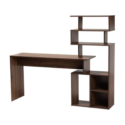 Picture of Baxton Studio Foster 63inW Writing Desk With Shelves, Walnut Brown