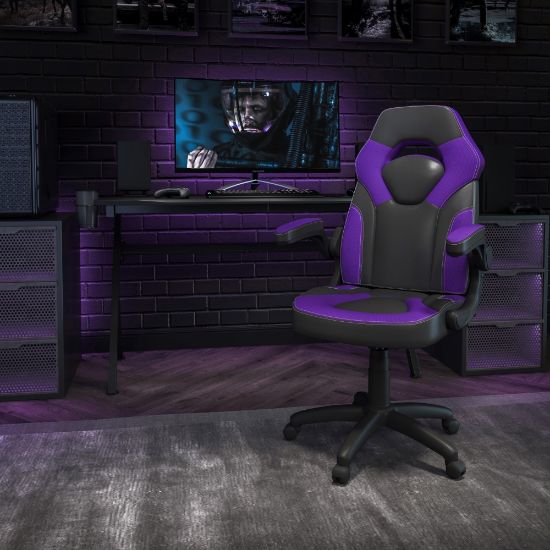 Picture of Flash Furniture X10 Ergonomic LeatherSoft High-Back Racing Gaming Chair, Purple/Black