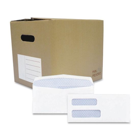 Picture of Quality Park #8 5/8 Double Window Envelopes, Bottom Left Window, Gummed Seal, White, Box Of 1,000