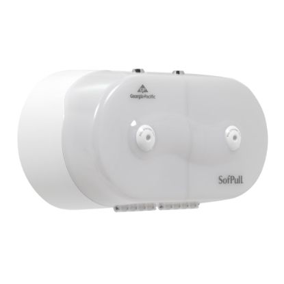 Picture of SofPull Mini Twin High-Capacity Center-Pull Bathroom Tissue Dispenser, Translucent White