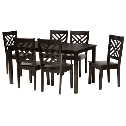 Picture of Baxton Studio Ani 7-Piece Dining Set, Dark Brown