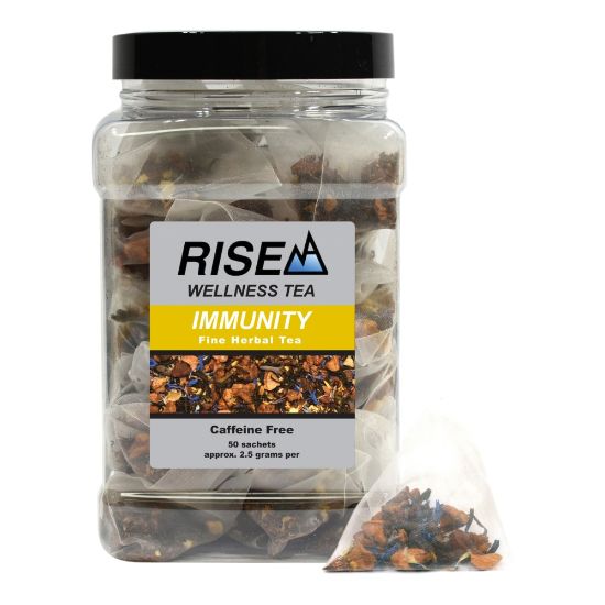 Picture of RISE NA Wellness Tea, Green Tea And Rooibos, 8 Oz, Canister Of 50 Sachets