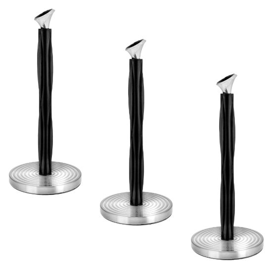 Picture of Alpine Paper Towel Holders, Sparkling Ripples, 14in x 6-3/4in x 6-3/4in, Black/Silver, Pack Of 3 Holders