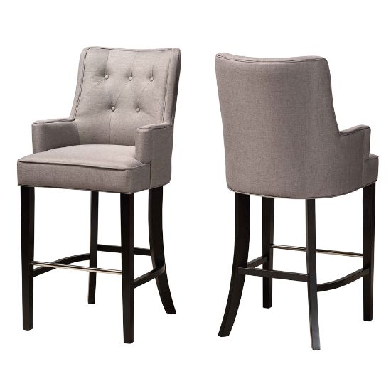 Picture of Baxton Studio Aldon Bar Stools, Gray/Dark Brown, Set Of 2 Stools