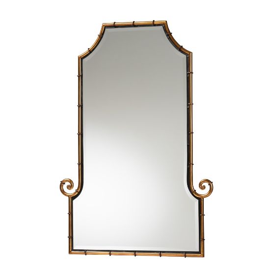 Picture of Baxton Studio Glamorous Hollywood Regency Style Bamboo Accent Wall Mirror, 42in x 29in, Gold