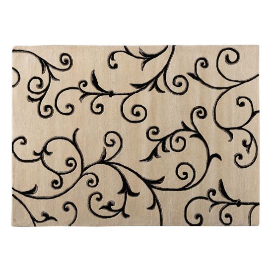 Picture of Baxton Studio Trellis Hand-Tufted Wool Blend Area Rug, 5-1/4ft x 7-1/2ft, Ivory/Black