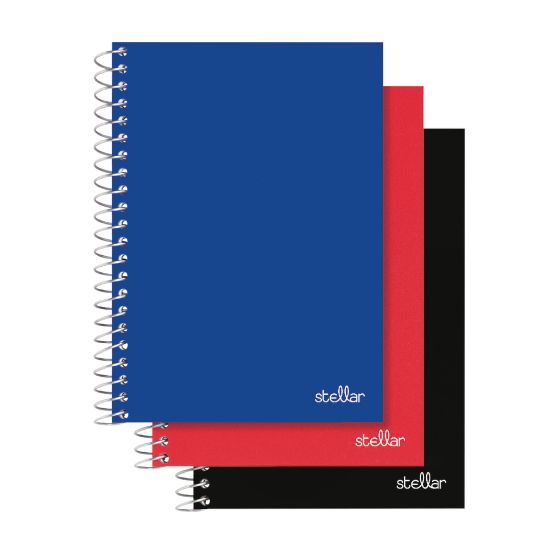 Picture of Office Depot Brand Stellar Poly Notebook, 4-1/2in x 7in, 1 Subject, College Ruled, 100 Sheets, Assorted Colors, Pack Of 3 Notebooks