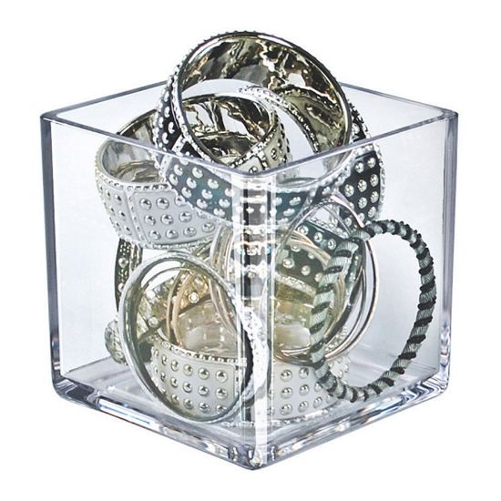 Picture of Azar Displays Deluxe Cube Bins, Small Size, 5in x 5in x 5in, Clear, Pack Of 4