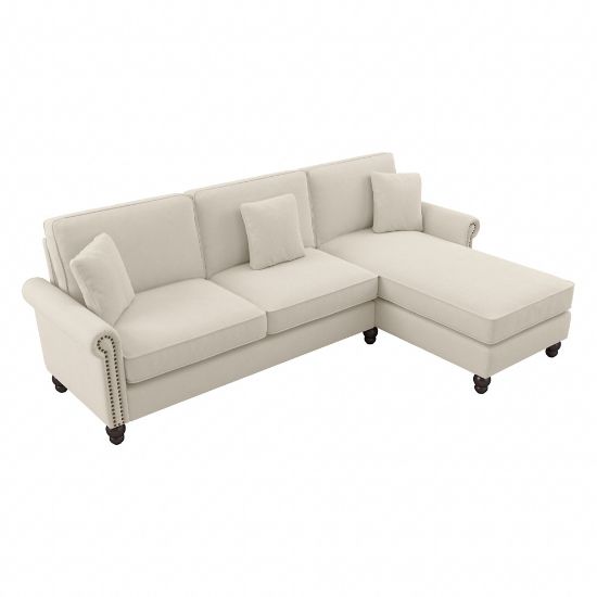 Picture of Bush Furniture Coventry 102inW Sectional Couch With Reversible Chaise Lounge, Cream Herringbone, Standard Delivery