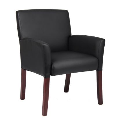 Picture of Boss Office Products Box-Arm Guest Chair, Black/Mahogany