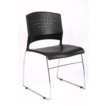 Picture of Boss Office Products Poly Stackable Chrome Chair, Black/Silver