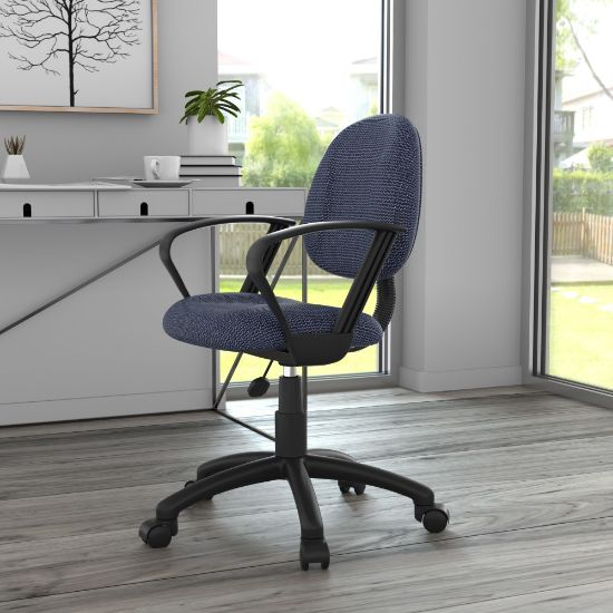 Picture of Boss Office Products Fabric Deluxe Posture Task Chair With Loop Arms, Blue/Black