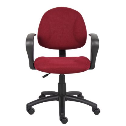 Picture of Boss Office Products Fabric Deluxe Posture Task Chair With Loop Arms, Burgundy/Black