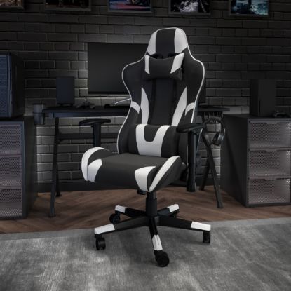 Picture of Flash Furniture X20 Ergonomic LeatherSoft Faux Leather High-Back Racing Gaming Chair, White/Black