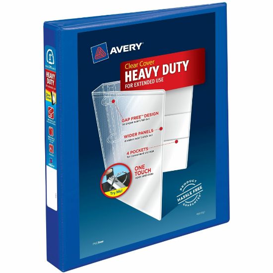 Picture of Avery Heavy-Duty View 3-Ring Binder With Locking One-Touch EZD Rings, 1in D-Rings, 42% Recycled, Pacific Blue