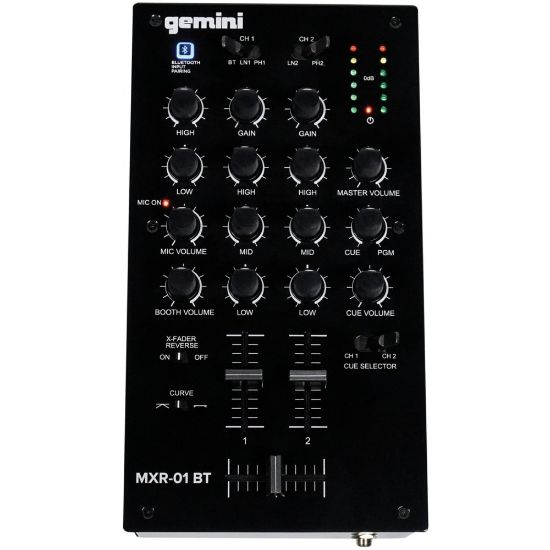 Picture of gemini MXR-01BT 2-Channel Professional DJ Mixer with Bluetooth Input - 2 Channel(s) - 3 Effects(s) - Bluetooth - Black