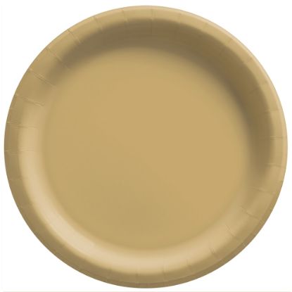 Picture of Amscan Round Paper Plates, Gold, 10in, 50 Plates Per Pack, Case Of 2 Packs