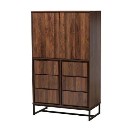 Picture of Baxton Studio Modern And Contemporary 54inH Multipurpose Storage Cabinet, Walnut Brown/Black