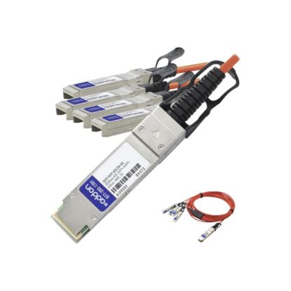 Picture of AddOn 2m Industry Standard QSFP+ Breakout AOC - 40GBase direct attach cable - SFP+ (M) to QSFP+ (M) - 2 m - fiber optic - active