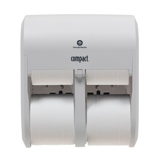 Picture of Compact Quad by GP PRO, 4-Roll Coreless High-Capacity Toilet Paper Dispenser, 56747A, 11.75in x 6.9in x 13.25in, White, 1 Dispenser